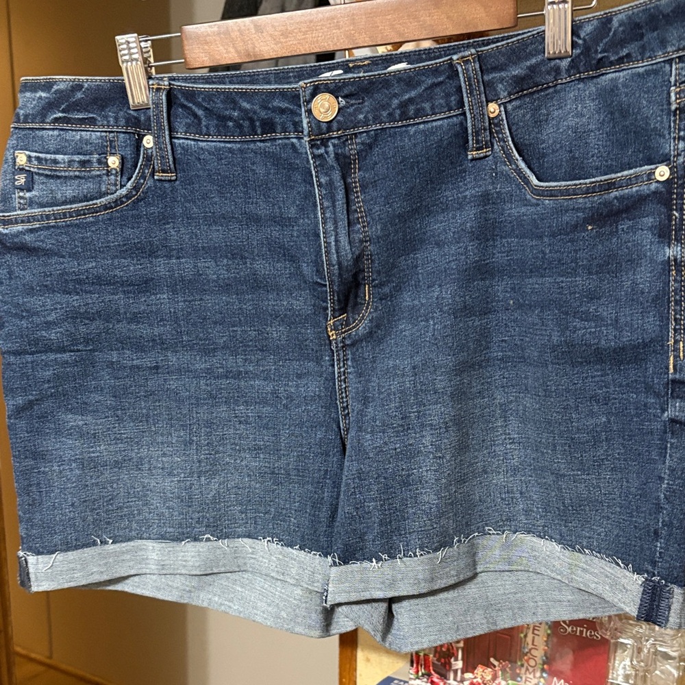 Seven7 Dark Blue Jean Shorts for Women